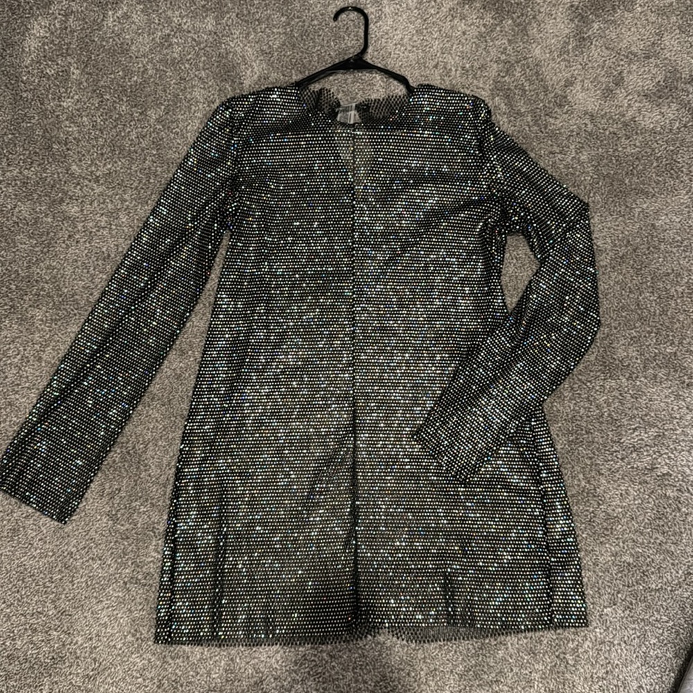 zara long sleeve sparkly mini dress